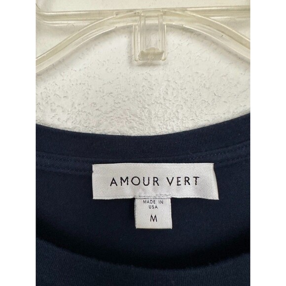 Amour Vert Colombe Reverie Knit Dress Navy Blue Belted Organic Cotton Women's M - Picture 5 of 11
